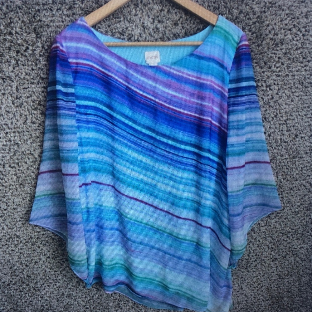 Women's Blue & Purple Striped Boatneck Top